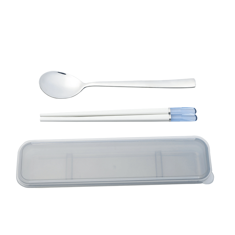 Creative Student 304 Stainless Steel Tableware Set 2-Piece Set Travel Portable Spoon and Chopsticks Gift Logo