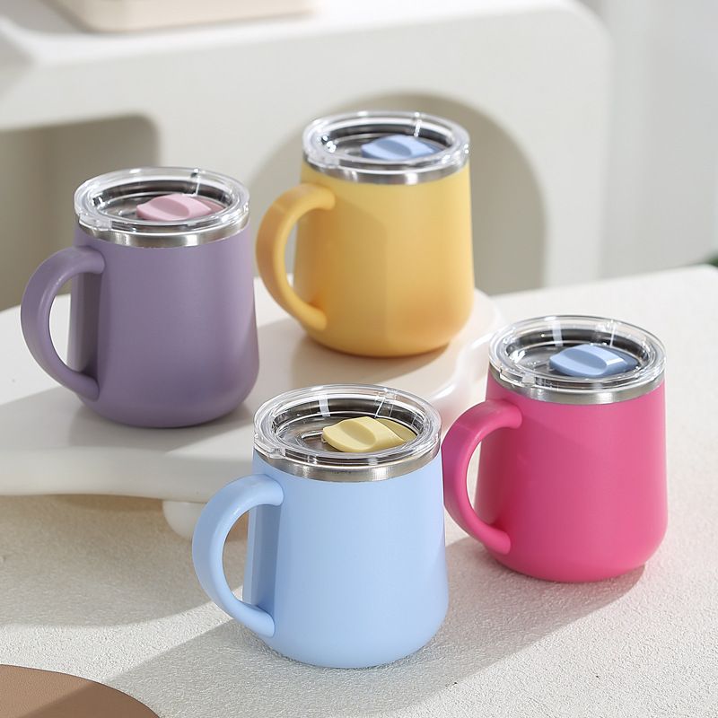 Minimalist Office 304 Stainless Steel Water Cup Office Worker Milk Tea Cup Student Mug Gift with Lid