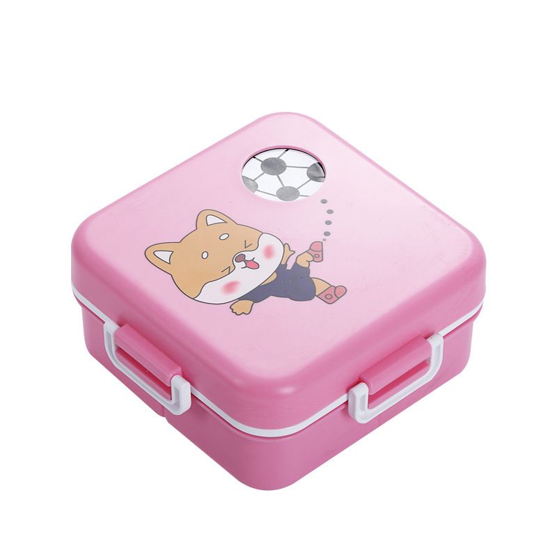 Cartoon Square Compartment Lunch Box Student Microwave Safe Lunch Bento Box Kids Travel Small Food Container