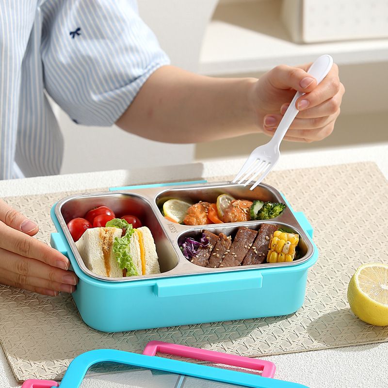 Office Worker 304 Stainless Steel Compartment Lunch Box Student Dorm Cafeteria Takeout Lunch Box Bento Box Food Container