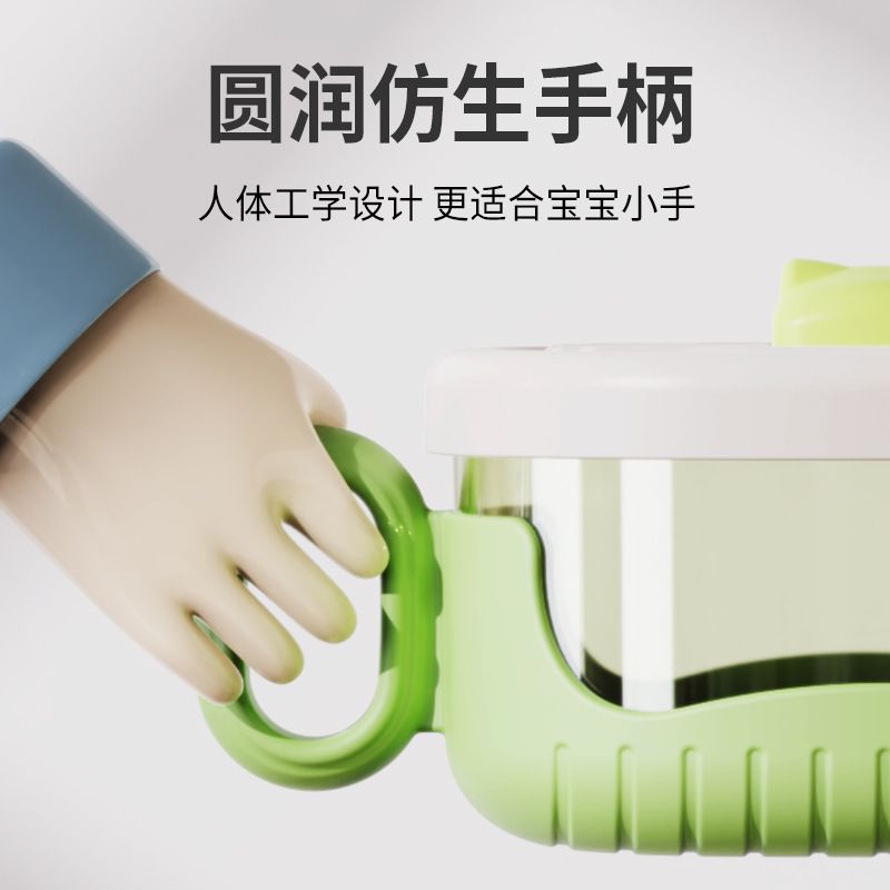 Kids Cartoon Small Crocodile Infant Baby Food Bowl with Handle Baby Kindergarten Eating Learning Bowl with Straw