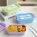 Minimalist Student 304 Stainless Steel Compartment Lunch Box Office Worker Plastic Buckle Bento Lunch Box with Cutlery