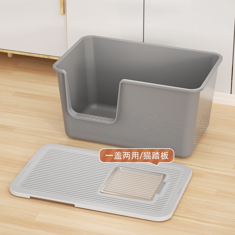 Deep Cat Litter Box Fully Enclosed Large Anti-Splash Cat Toilet Semi-Covered Cat Litter Box Pet Supplies