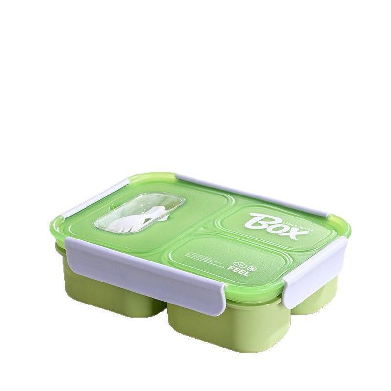 Student PP Large Capacity Compartment Lunch Box Microwave Safe Office Worker Minimalist Lunch Bento Box with Cutlery