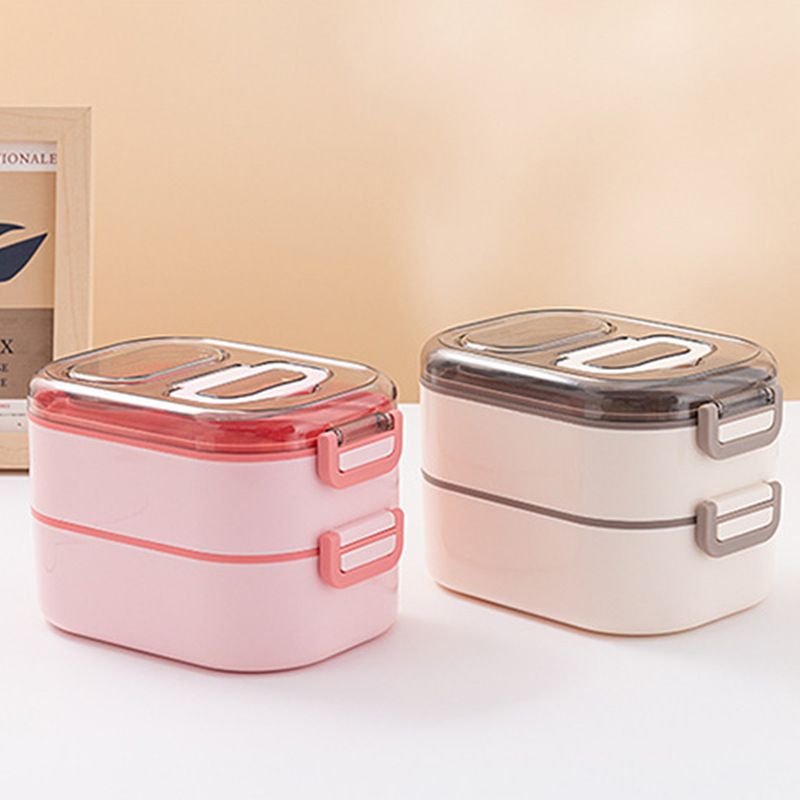 Student Cafeteria Plastic Lunch Box Multi-Layer Lunch Box with Handle Office Worker Layered Stainless Steel Lunch Bento Box