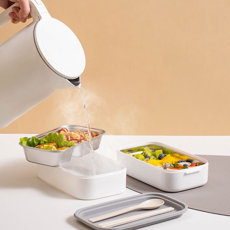 Student 304 Stainless Steel Compartment Lunch Bento Box Office Worker Portable Double-Layer Lunch Box Cafeteria Food Container