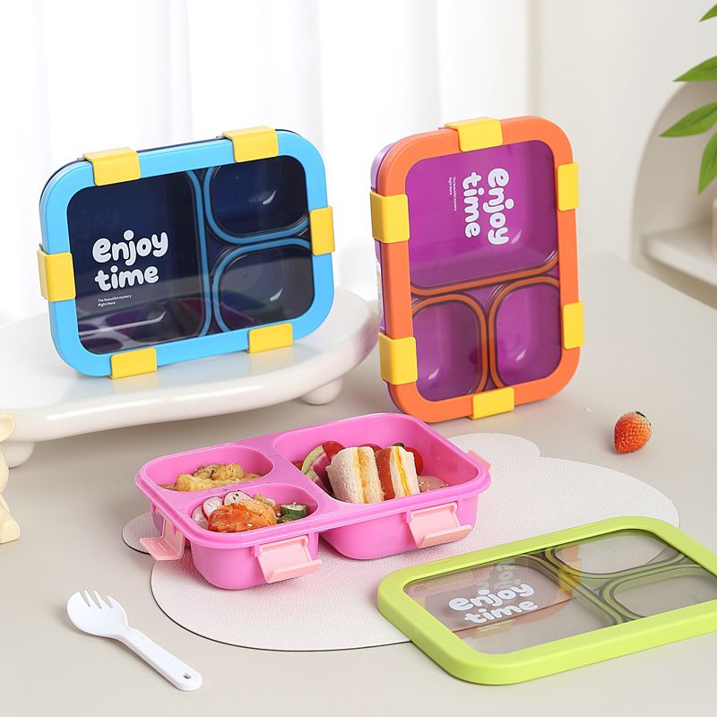 Minimalist Buckle Compartment Student PP Lunch Box Microwave Safe Office Worker Lunch Bento Box with Lid Tableware