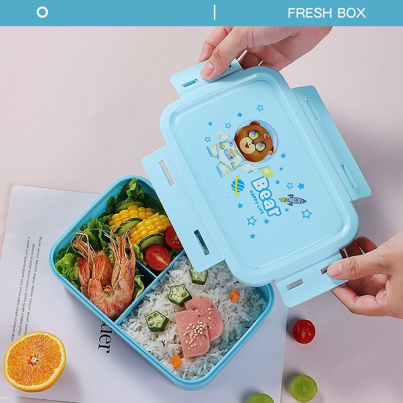 Student Microwave Safe PP Compartment Lunch Box Kids Cartoon Portable Light Food Container with Lid Bento Box