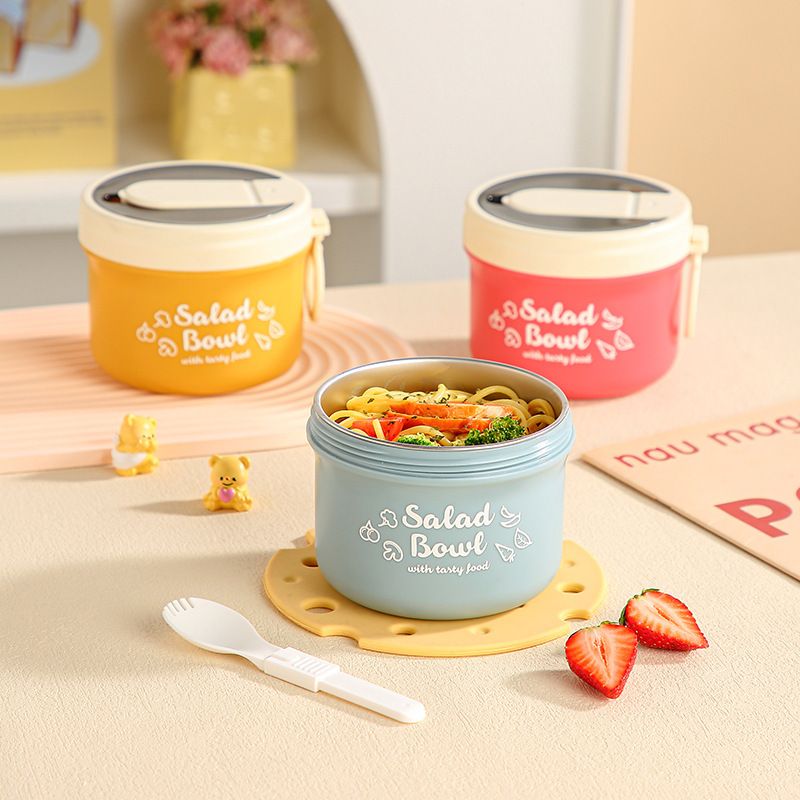 Student 304 Stainless Steel Portable Breakfast Cup Office Worker Small Round Soup Cup and Porridge Jar Yogurt Cup