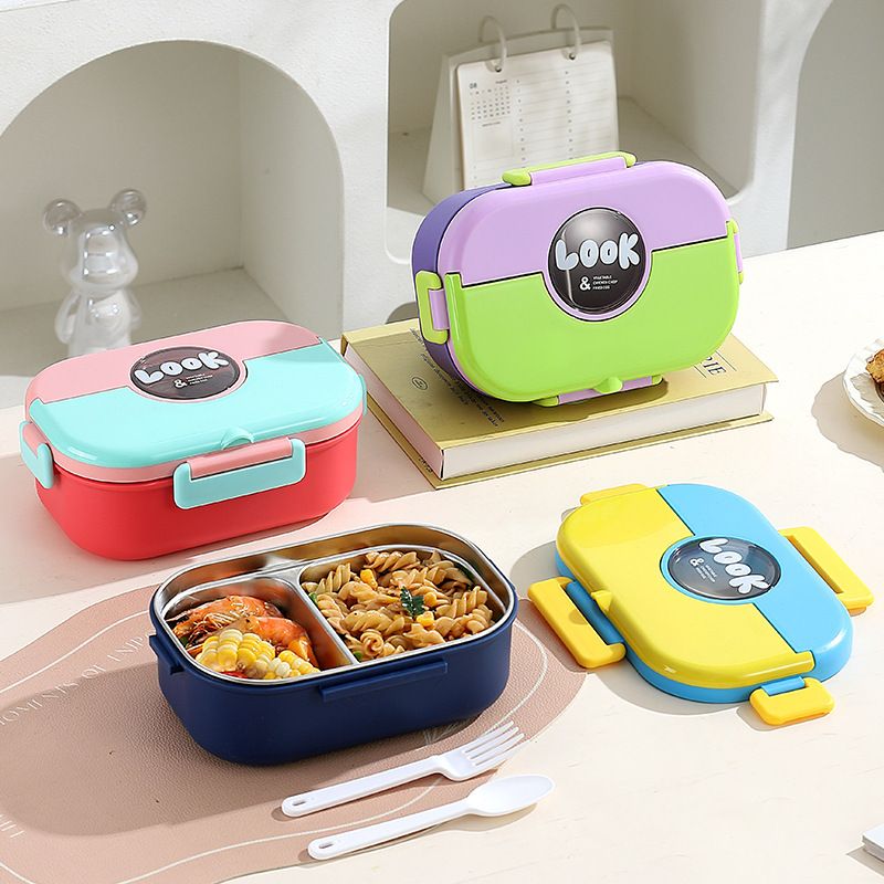 Student Stylish Lunch Box and Water Cup Set Minimalist Office Worker Plastic Compartment Lunch Bento Box with Cutlery