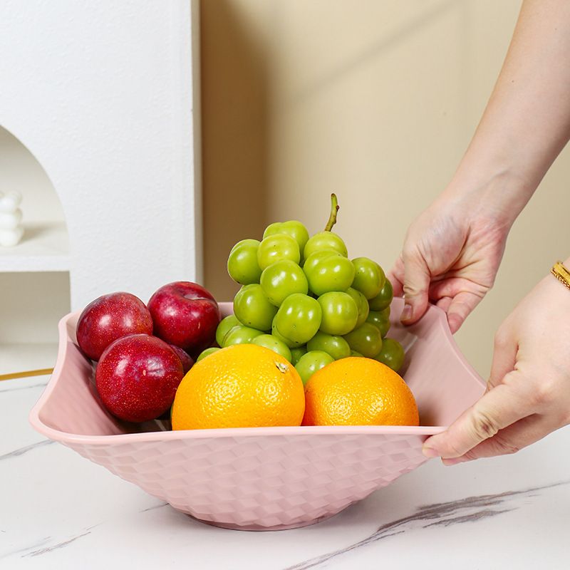 INS Style Household Living Room Plastic Fruit Plate Large Capacity Round Square Snack Sunflower Seeds Storage Dried Fruit Plate Wholesale
