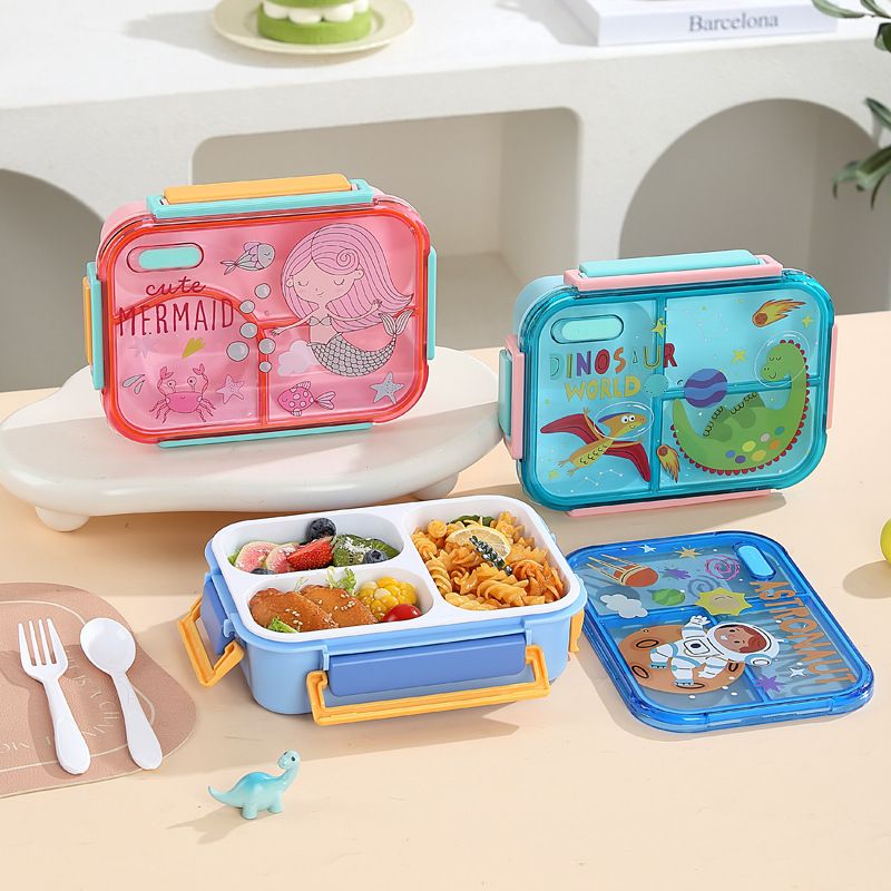 Kids Cartoon PP Plastic Lunch Box Student Dorm Takeout Lunch Bento Box Large Capacity Buckle Food Container