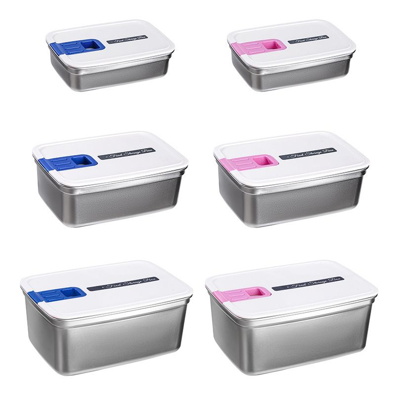Minimalist Large Capacity 304 Stainless Steel Student Lunch Box Office Worker Square Lunch Bento Box Fresh-Keeping Storage Box