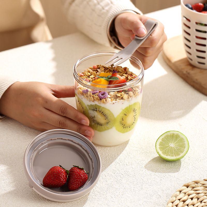INS Salad Cup Picnic Fruit Cup Student Oatmeal Cup Office Worker Portable Yogurt Cup Double-Layer Draining