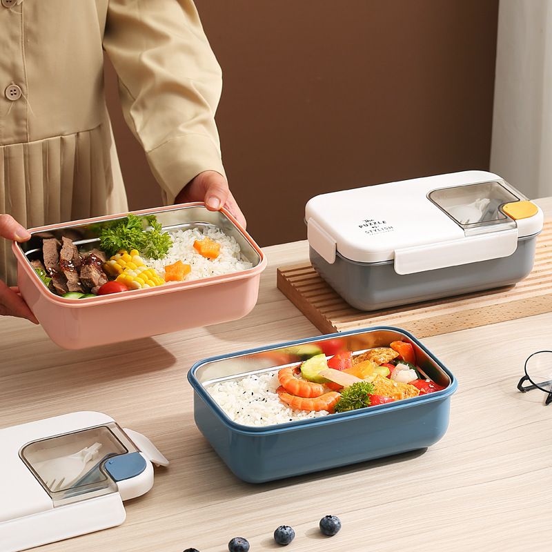 Fiambrera Bento de Acero Inoxidable 304 al por Mayor, Recipiente Hermético para Almuerzo