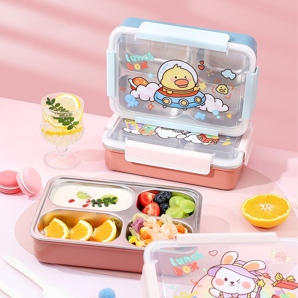 Fiambrera Bento de Acero Inoxidable 304 al por Mayor, Recipiente Apilable para Alimentos, de Dibujos Animados