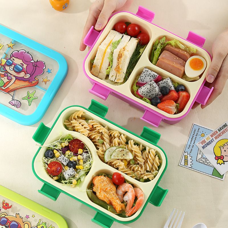 Student Cartoon Large Capacity Takeout Compartment Plastic Lunch Box Office Worker Portable Bento Box Microwave Safe Heating