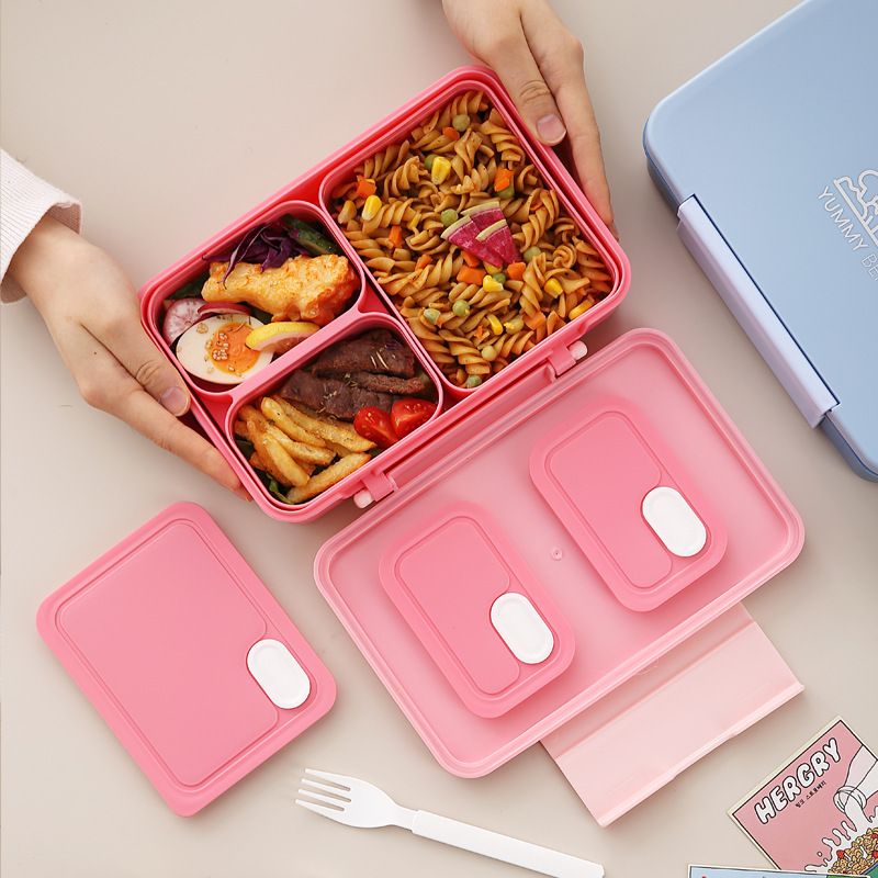 Office Worker Portable Compartment Lunch Box Student Minimalist Microwave Safe Heating Plastic PP Lunch Bento Box with Lid