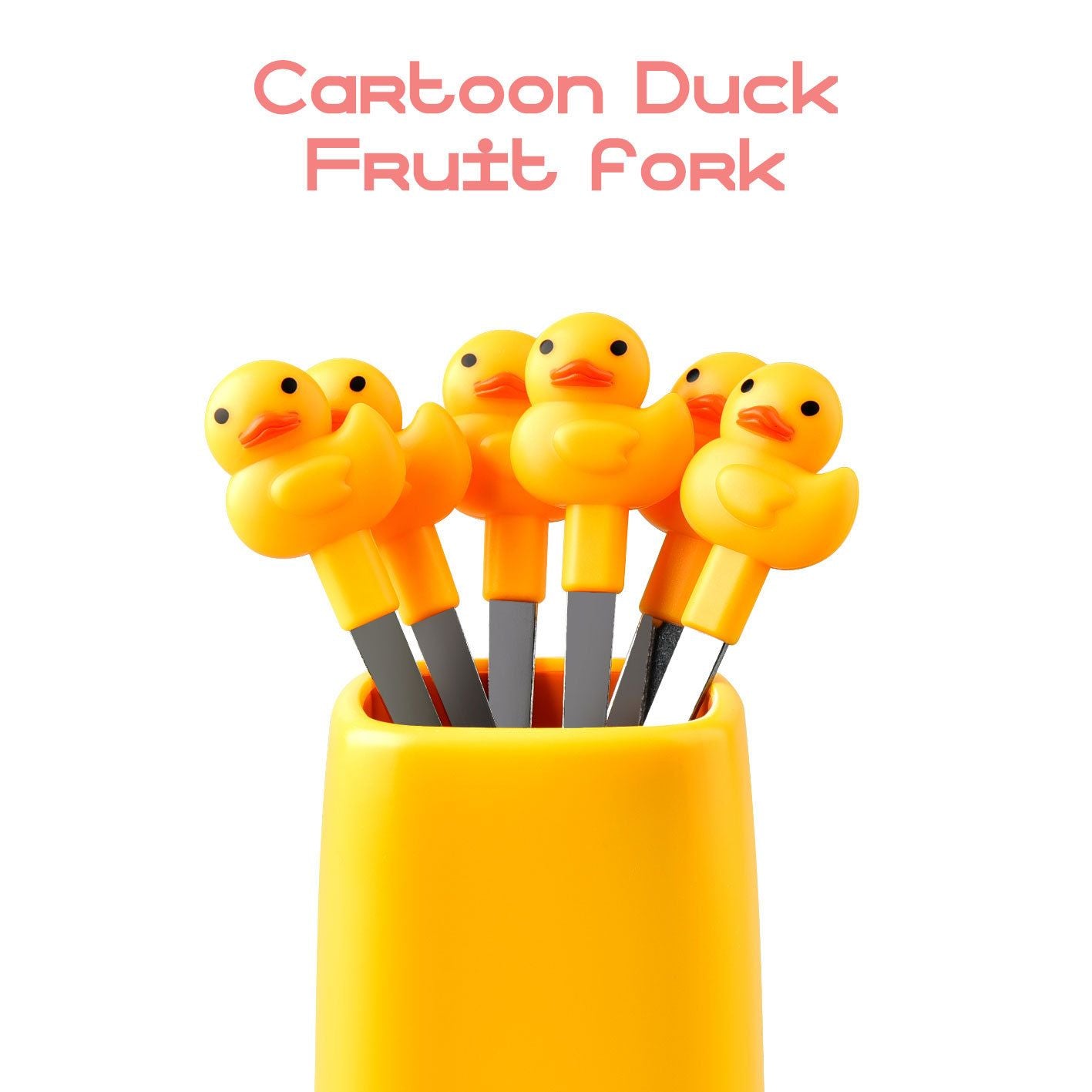 Cartoon Kids Duckling Stainless Steel Fruit Fork Dessert Dessert Cake 6-Piece Set Set Gift