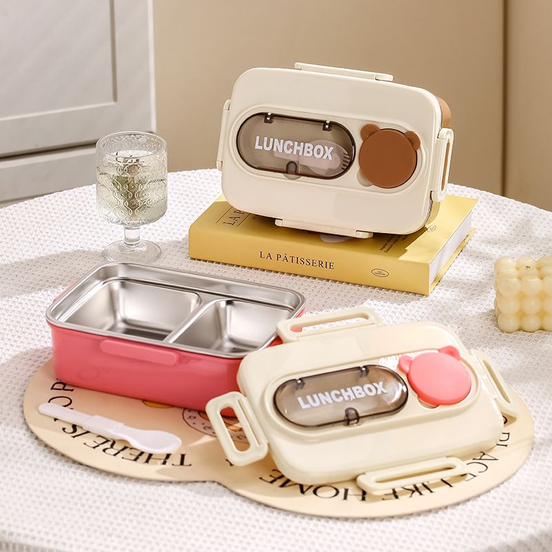 Minimalist Office Worker Meal Prep Lunch Box Student 304 Stainless Steel Compartment Lunch Bento Box with Cutlery Food Container
