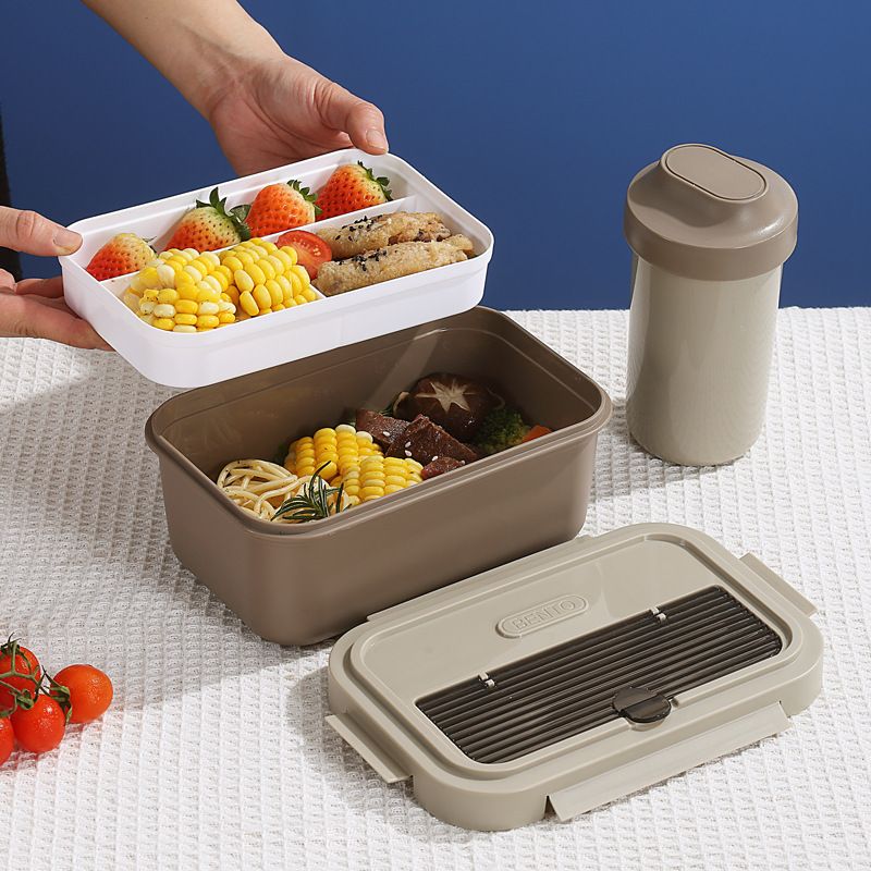 Student Nordic PP Compartment Lunch Box Office Worker 304 Stainless Steel Lunch Box Picnic Light