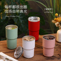 Minimalist Office Worker 304 Stainless Steel Office Double-Layer Mug Student Milk Tea Cup Milk Cup with Lid