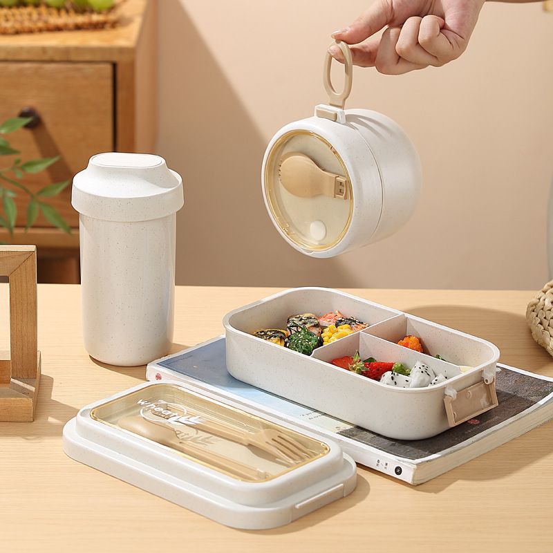 Fiambrera Bento de fibra de trigo /PP/AS/ Silicona al por mayor, recipiente para el almuerzo a prueba de fugas