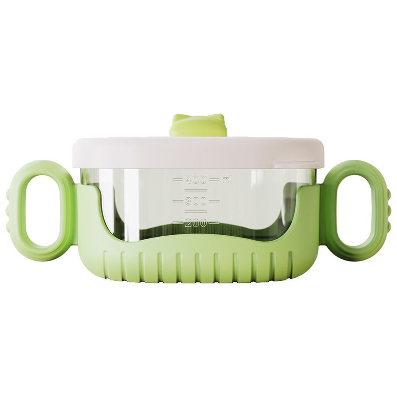 Kids Cartoon Small Crocodile Infant Baby Food Bowl with Handle Baby Kindergarten Eating Learning Bowl with Straw