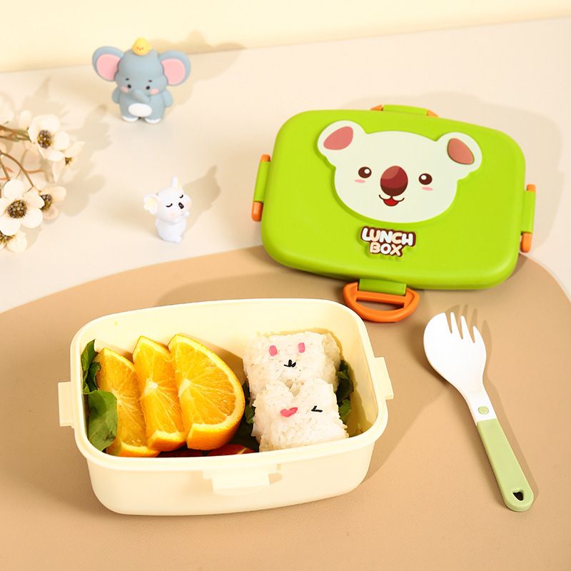 Minimalist Cartoon Square Kids Lunch Box Microwave Heating Student Travel Portable Food Container Bento Box