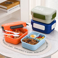 Office Worker Minimalist Microwave Safe Plastic Compartment Lunch Box Portable Lunch Bento Box with Spoon and Fork