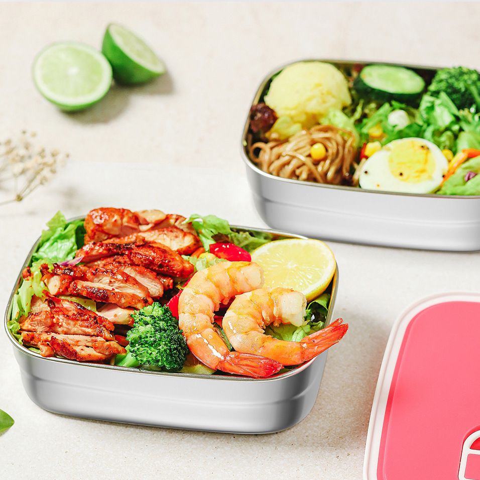 Kitchen Fridge Large Small Capacity Stainless Steel Freshness Box Set Student Office Worker Bento Lunch Box with Lid
