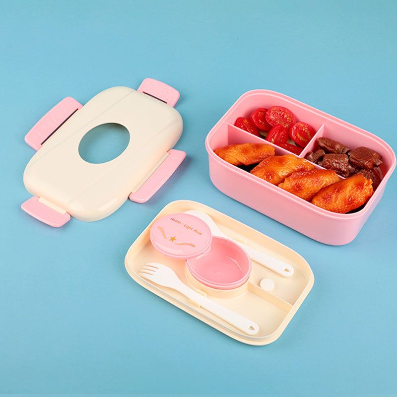 Minimalist Student Compartment Plastic Lunch Box Office Worker Lunch Bento Box Microwave Heating Sauce Box Tableware