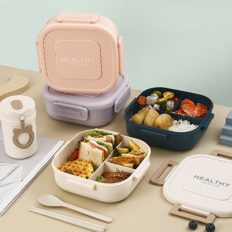 Fiambrera Bento de Plástico al por Mayor, Recipiente Portátil para Preparación de Comidas