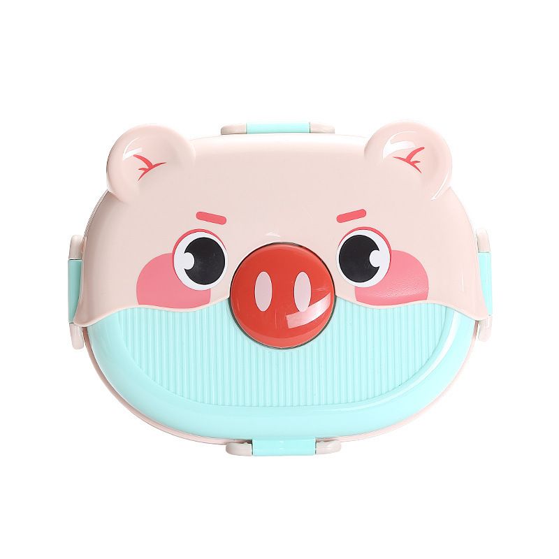 Student Cartoon Compartment Double-Layer Lunch Box with Cutlery Kids Portable Lunch Bento Box Travel Food Container