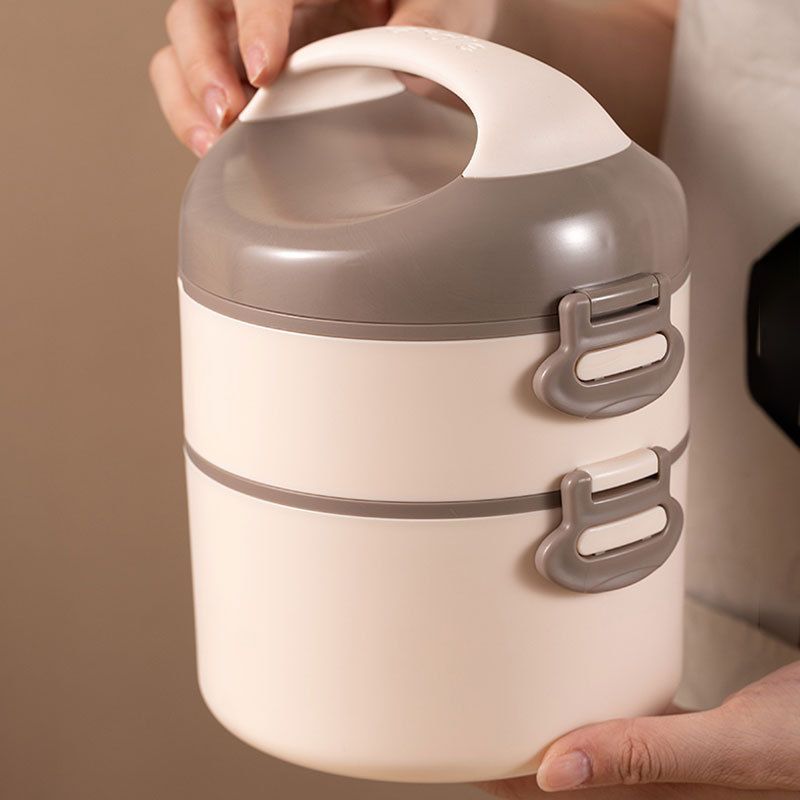 Student Dorm 304 Stainless Steel Single/Double Layer Round Bucket Lunch Box Office Worker Cafeteria Takeout Lunch Bento Box