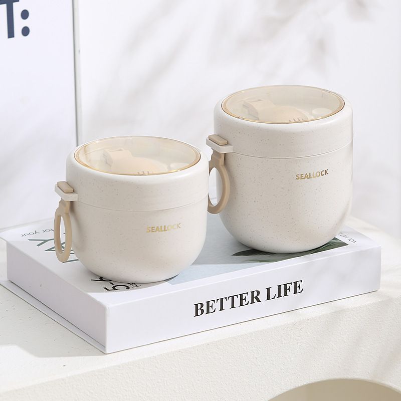 Student 304 Stainless Steel Lunch Box Office Worker Portable Wheat Soup Cup with Lid Spoon Oatmeal Cup Porridge Jar