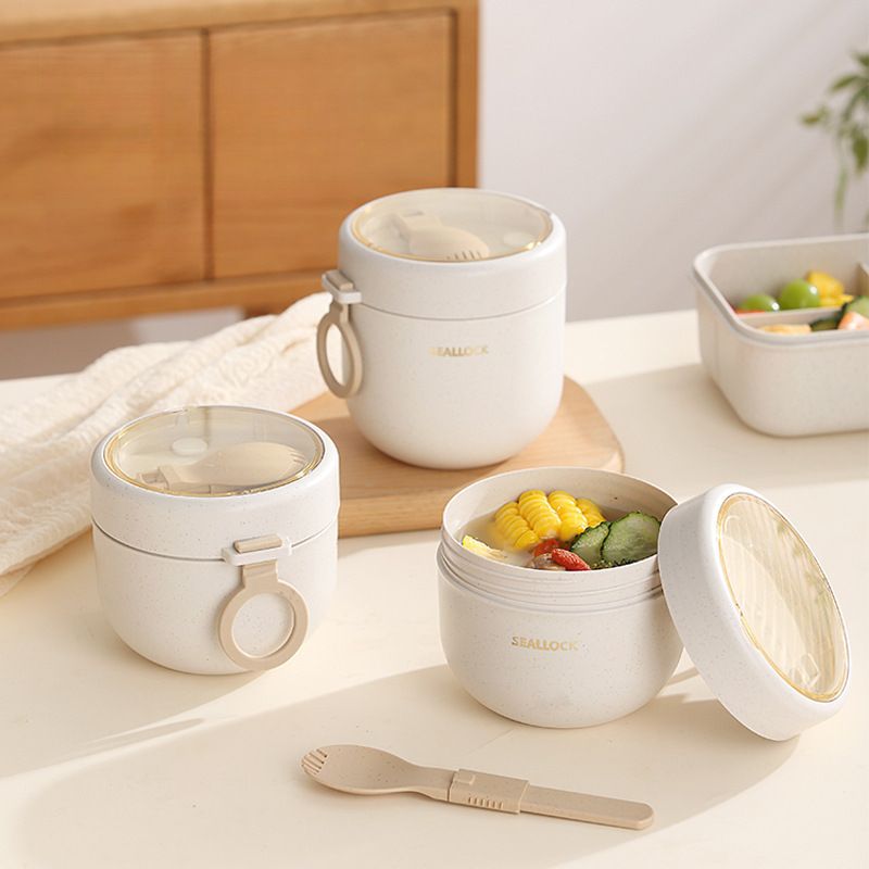 Student 304 Stainless Steel Lunch Box Office Worker Portable Wheat Soup Cup with Lid Spoon Oatmeal Cup Porridge Jar