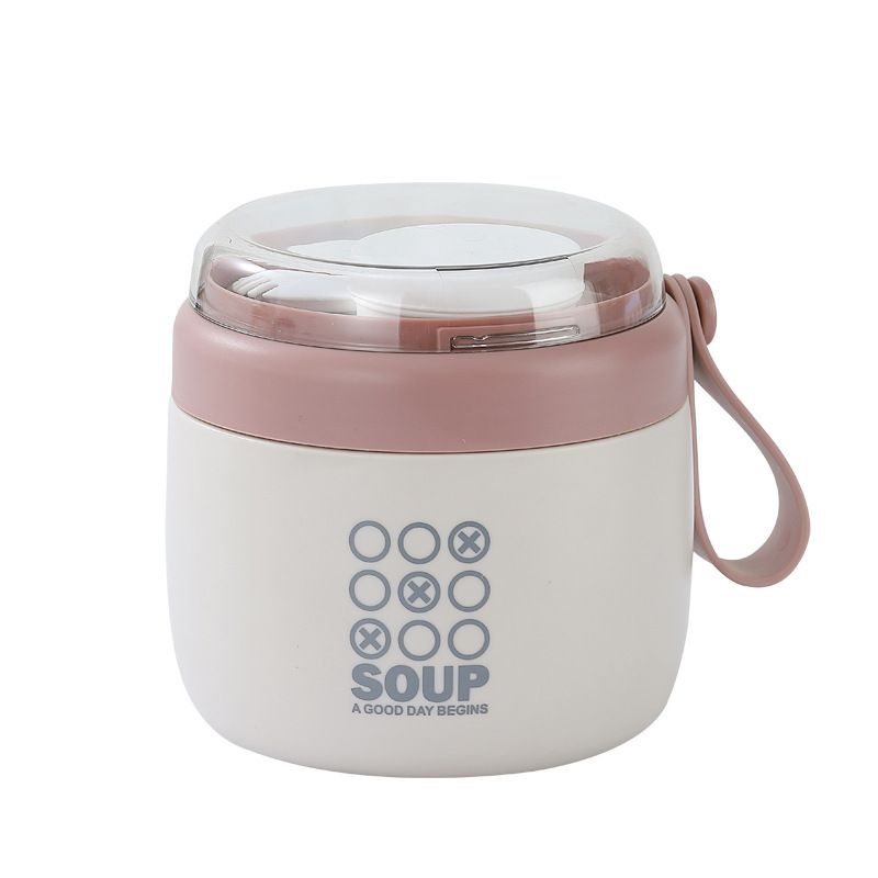INS Japanese Style 304 Stainless Steel Soup Cup Student Breakfast Cup Portable Porridge Jar with Handle Water Cup