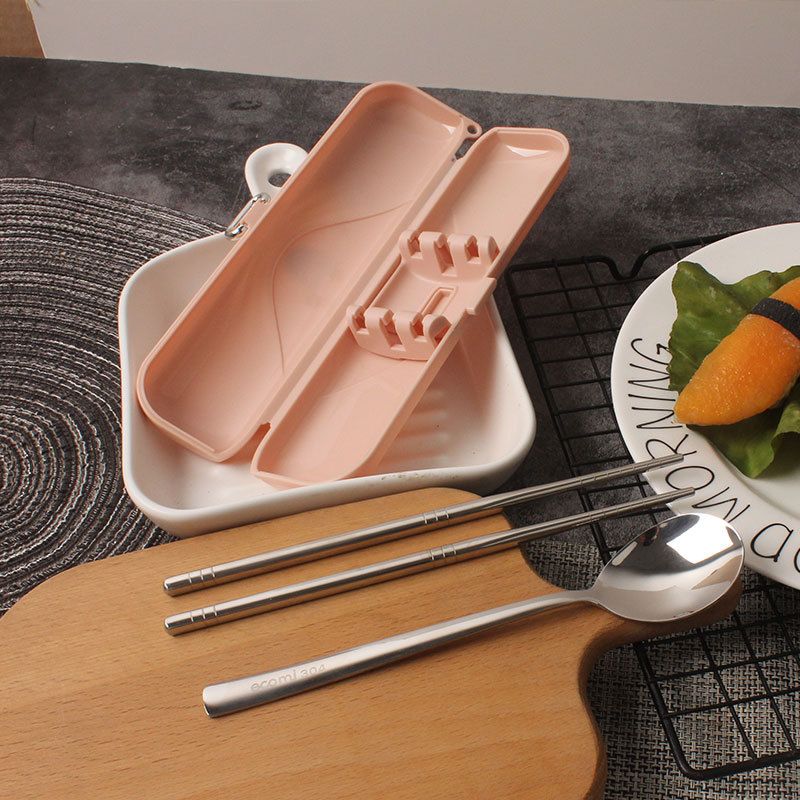 Creative 304 Stainless Steel Tableware Set Student Portable Travel Spoon and Chopsticks 2-Piece Set Gift Kids Outdoor Tableware