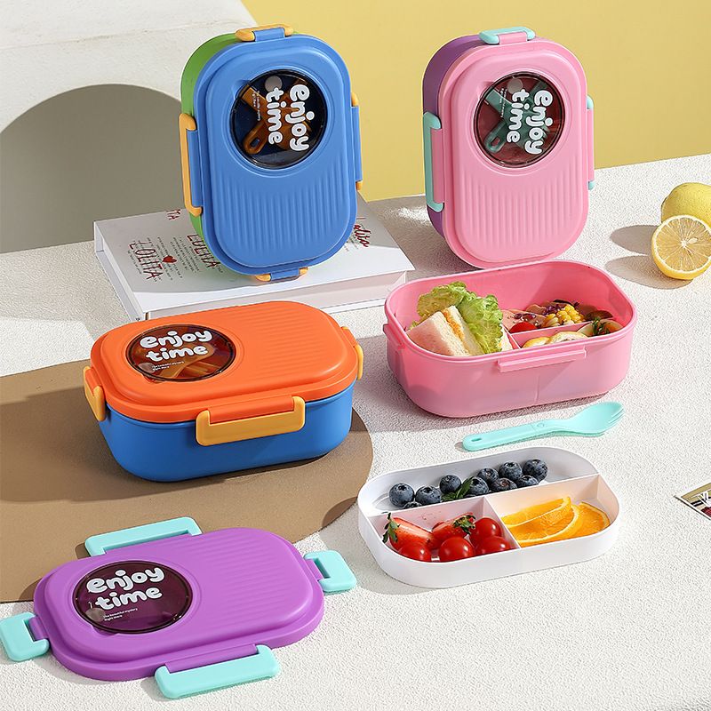 Stylish Double-Layer Lunch Box Office Worker Girls Stainless Steel Lunch Box Student Portable Plastic Buckle Food Container