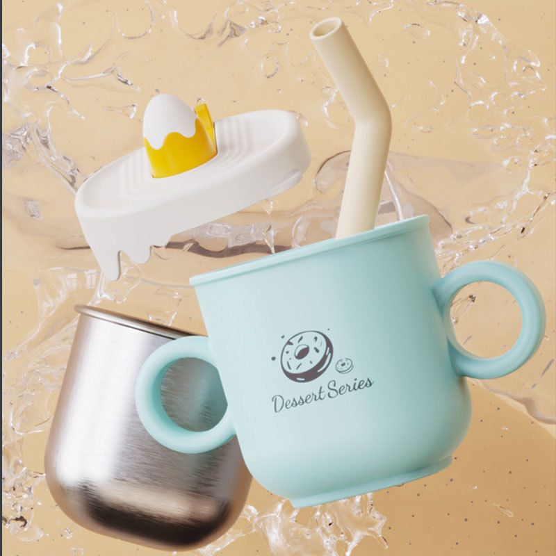 Baby Kindergarten Milk Cup with Scale Kids 316 Stainless Steel Training Cup Portable Straw Water Cup