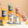 Minimalist Student Oatmeal Cup with Lid Spoon Portable Light Double-Layer Plastic Salad Cup Sauce Box