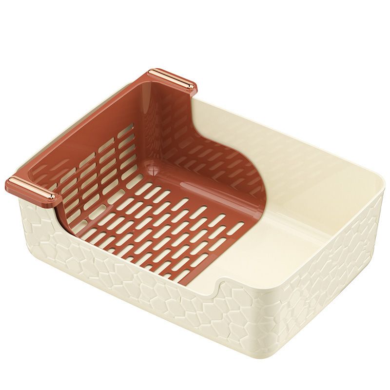Semi-Covered Cat Litter Box Large Anti-Tracking Anti-Splash Cat Toilet Filter Scoop Basin 2-in-1 Cat Litter Pan