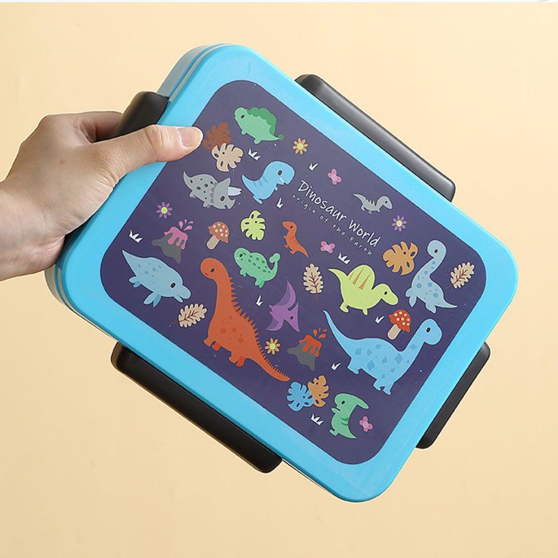 Cartoon Student Cafeteria Compartment Lunch Box Kids Lunch Box Buckle Bento Box Camping Portable Food Container
