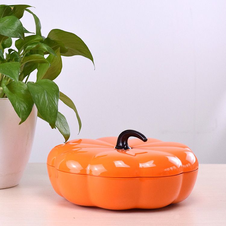 Creative Pumpkin Shape Compartment Snack Nut Storage Box with Lid Household Living Room Sunflower Seeds Walnuts Candy Box