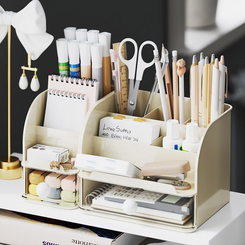 Minimalist Student Dorm Desktop Compartment Stationery Storage Box Office Large Capacity Organizer Rack Organizer Box