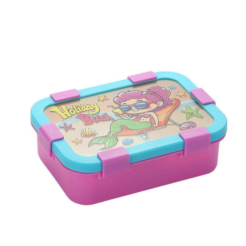 Fiambrera Bento de Plástico al por Mayor, con Diseño de Dibujos Animados para Viajes y Picnics