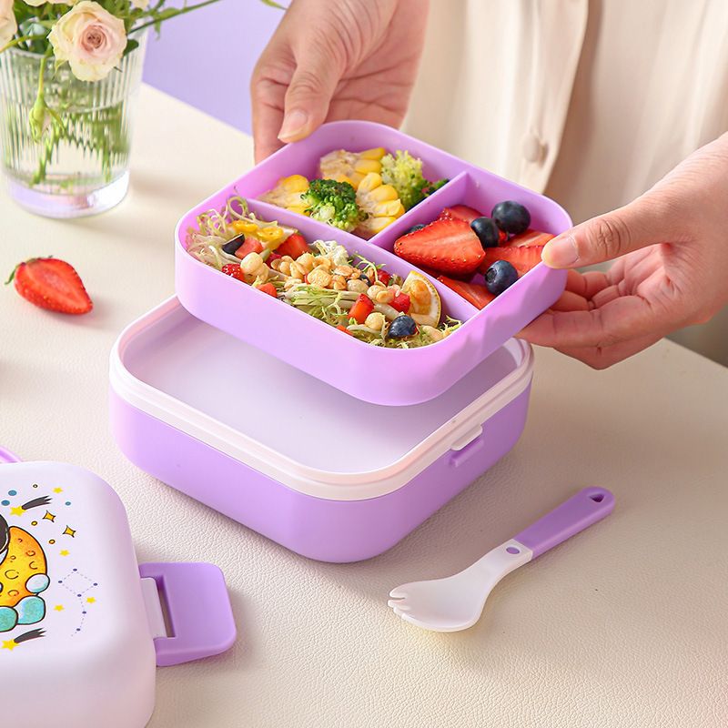 Fiambrera Bento de PP al por mayor, diseño de dibujos animados para viajes y picnics