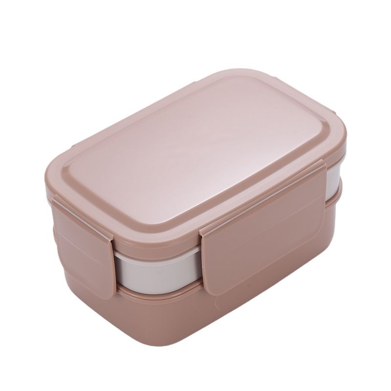 Minimalist Double-Layer Large Capacity Student Compartment Lunch Box Office Worker Portable Food Container Lunch Bento Box Microwave Safe