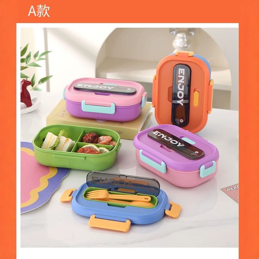 Office Worker Minimalist Compartment Lunch Box PP Bento Box Student 304 Stainless Steel Lunch Box with Cutlery